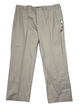 Van Heusen Classic Fit Flat Front Straight Tapered Chinos in Light Khaki